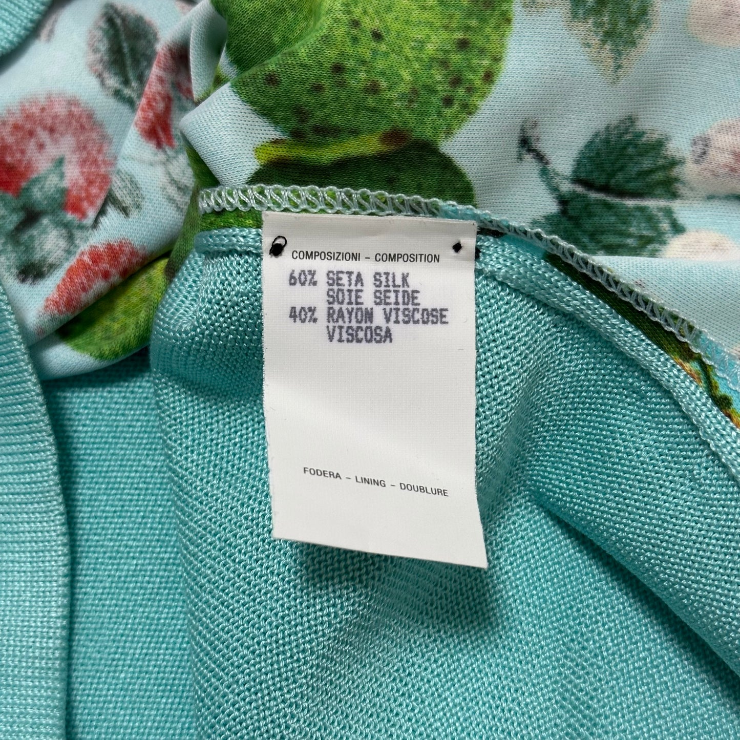 GUCCI Spring Summer 1996 Fruit Print V-neck Knit Pullover