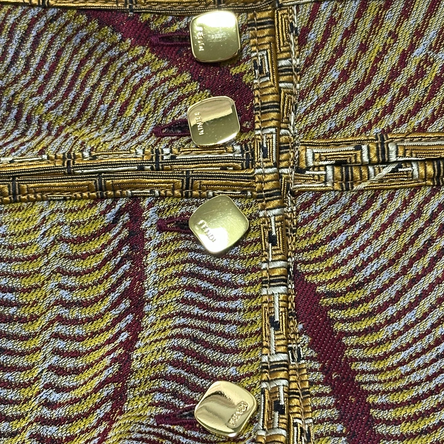 FENDI Fall Winter 2000 Jacquard Flared Midi Skirt