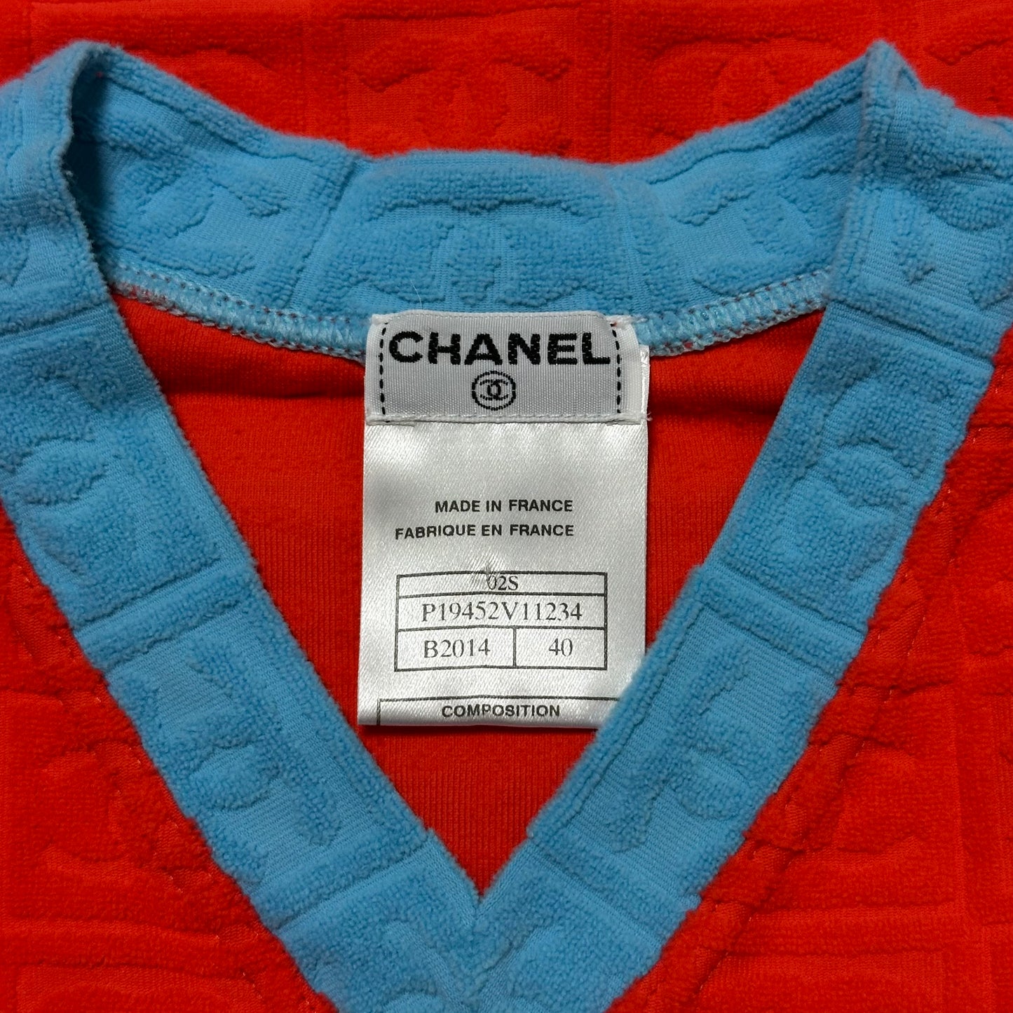 CHANEL Sport Spring Summer 2002 CC Emboss Jacquard Terry Cloth T-Shirt