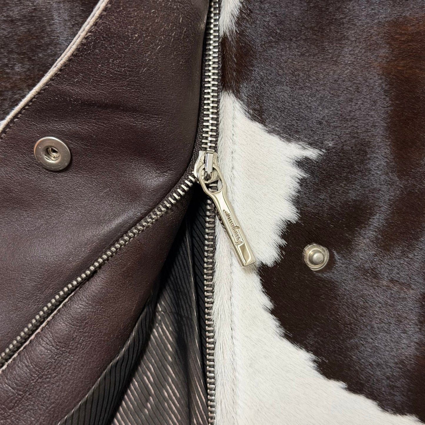 SALVATORE FERRAGAMO Fall Winter 2004 Genuine Cowhide Leather Midi Skirt