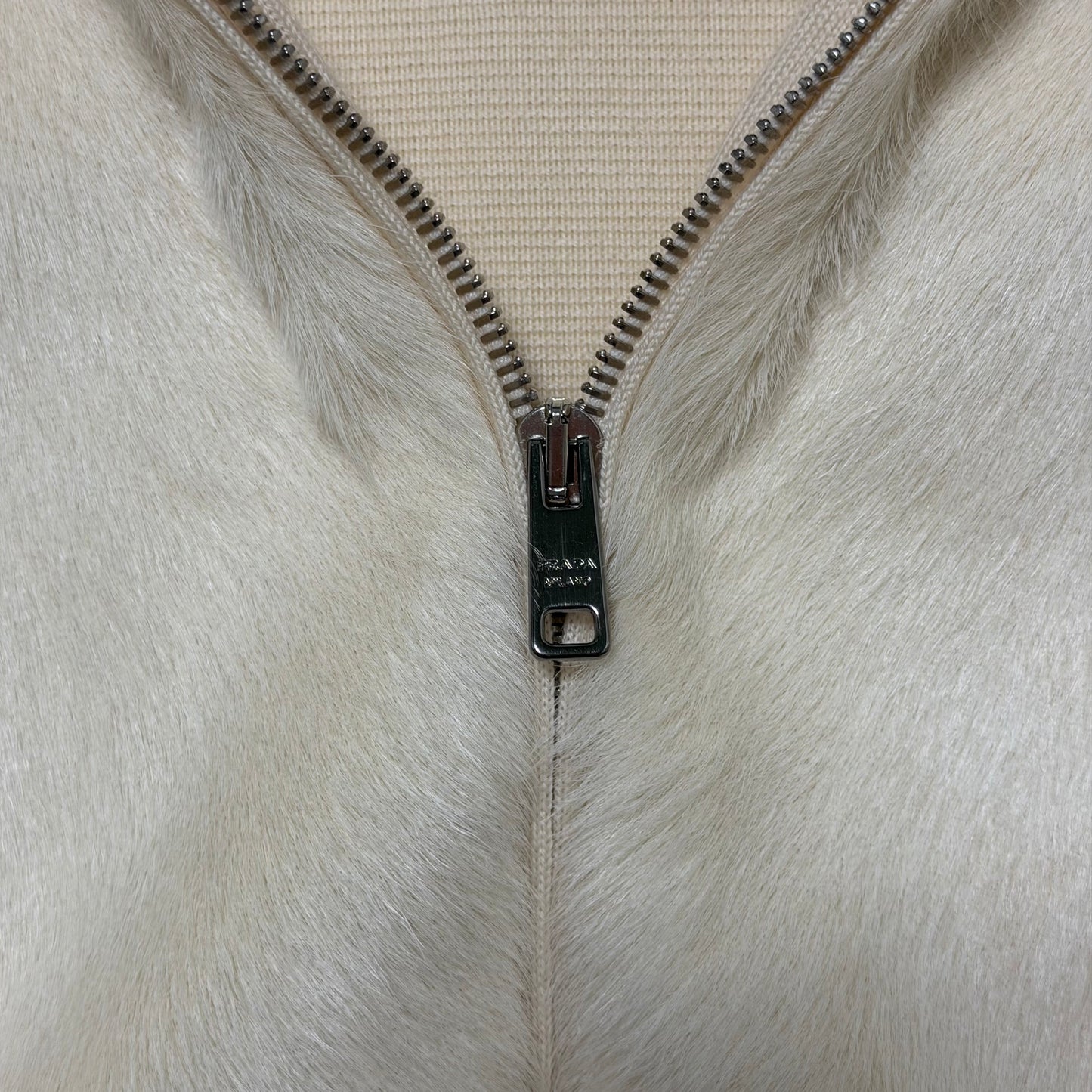 PRADA Fall Winter 2014 Goat Fur Zip-Up Jacket