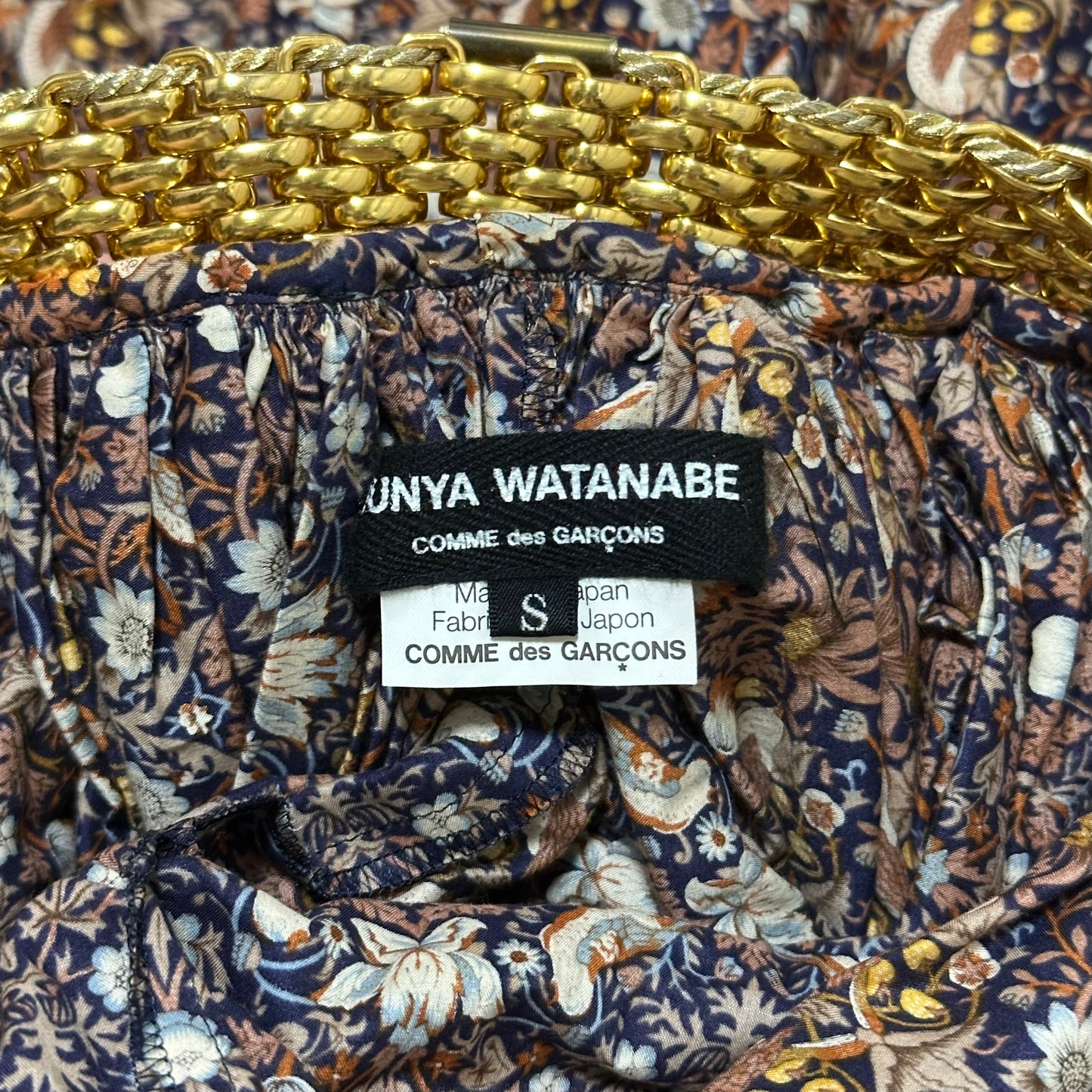 JUNYA WATANABE Spring Summer 2008 Floral Gold Chain Midi Dress
