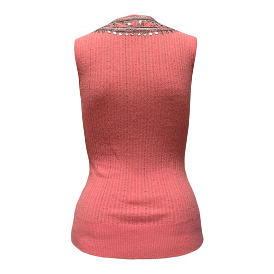 CHRISTIAN DIOR 2005 Vintage Ribbed Knit Embroidered Sequin Tank Top