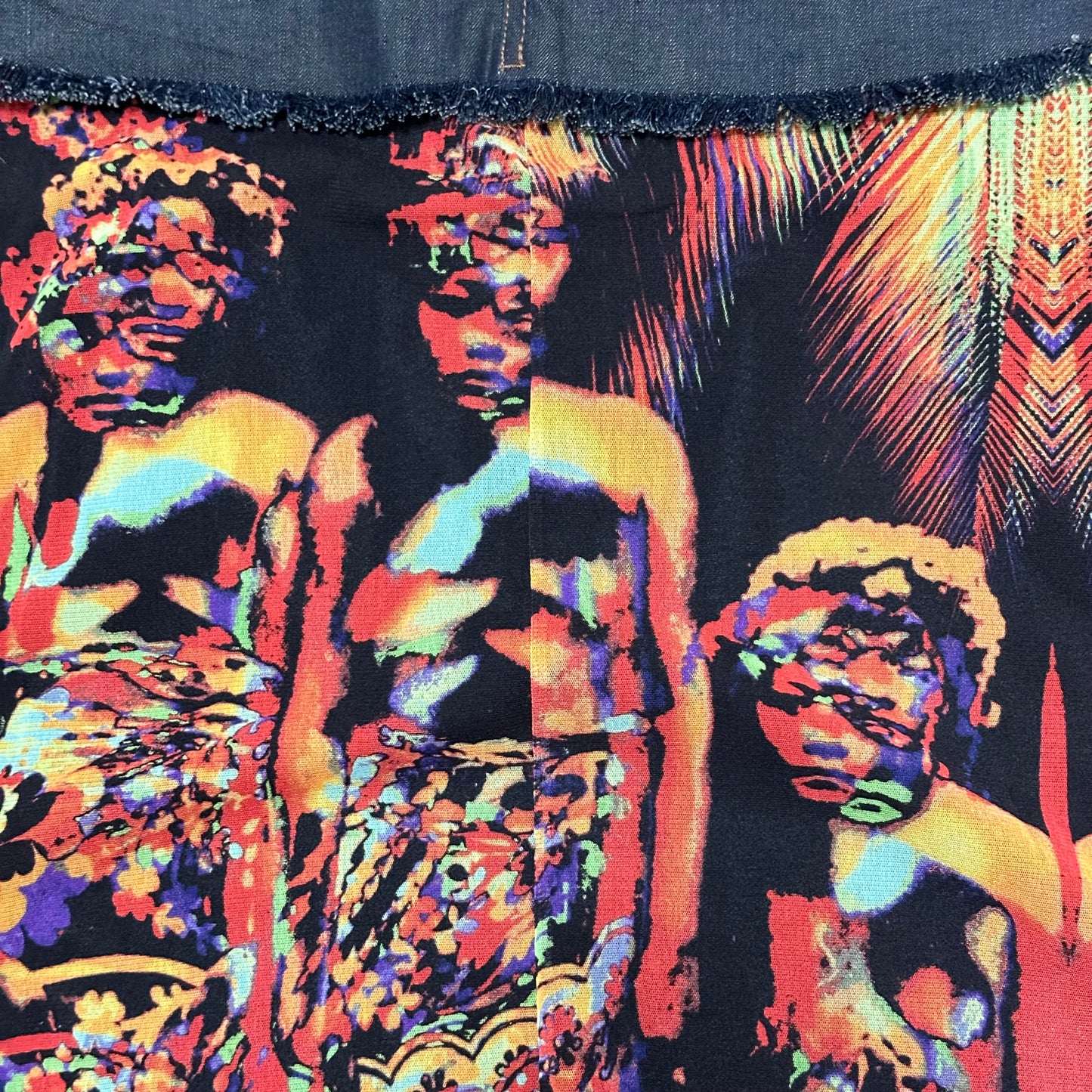 JEAN PAUL GAULTIER Spring Summer 2000 Psychedelic Print Mesh Denim Long Skirt