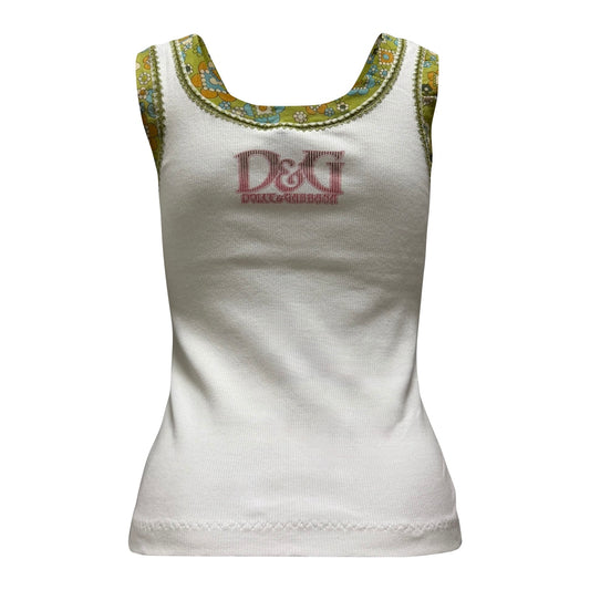 D&G Vintage “Breakfast Chez Christine Croissant” Graphic Ribbed Tank Top