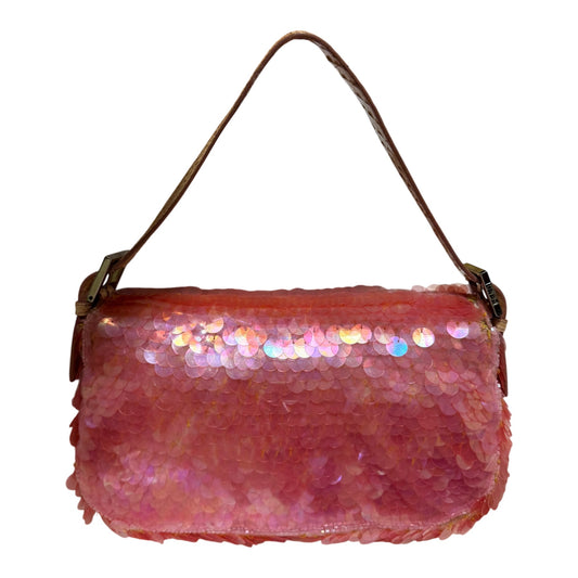 FENDI 1998 Vintage Iridescent Sequin Baguette with Python Trim