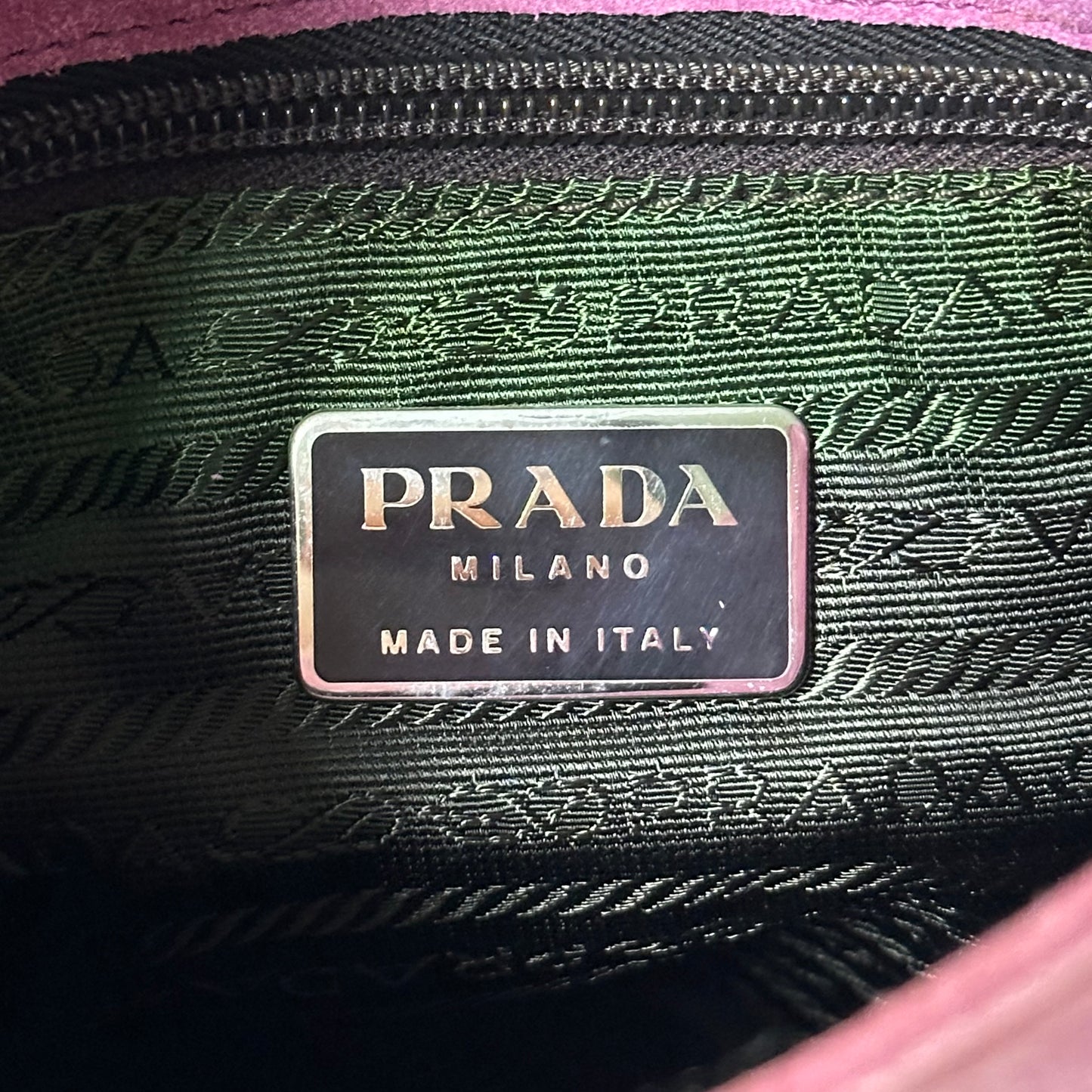 PRADA Fall Winter 1999 Appliqué Leaves Suede and Mesh Shoulder Bag
