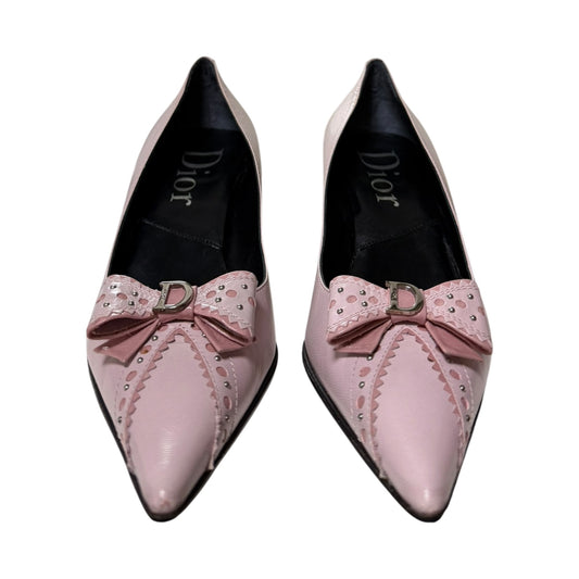 CHRISTIAN DIOR Spring Summer 2004 D’Trick Leather Studded Ribbon Bow Pumps