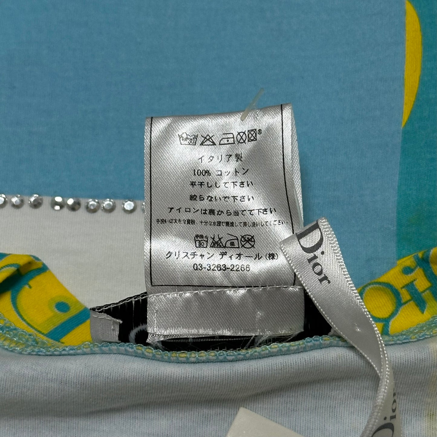 CHRISTIAN DIOR Spring Summer 2005 Trotter Patchwork Print Swarovski T-Shirt