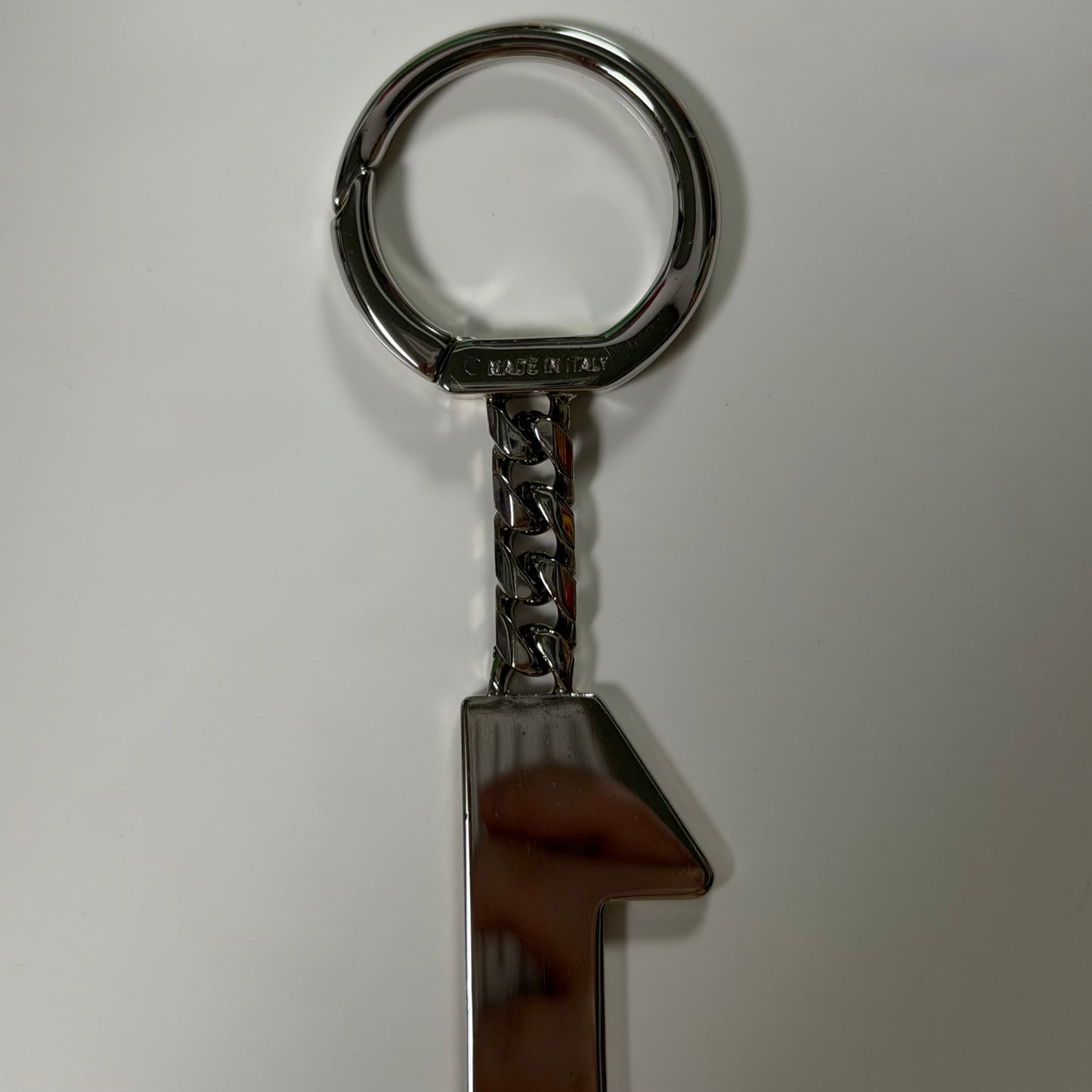 CHRISTIAN DIOR Vintage Crystal Pavé “1” Charm Key Ring