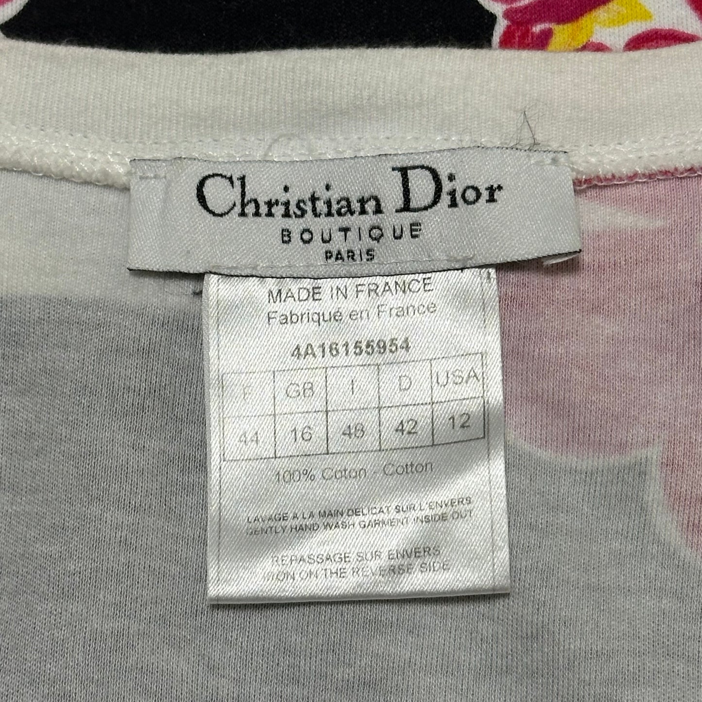 CHRISTIAN DIOR Spring Summer 2004 Dior Dolls Striped Floral V-neck T-Shirt