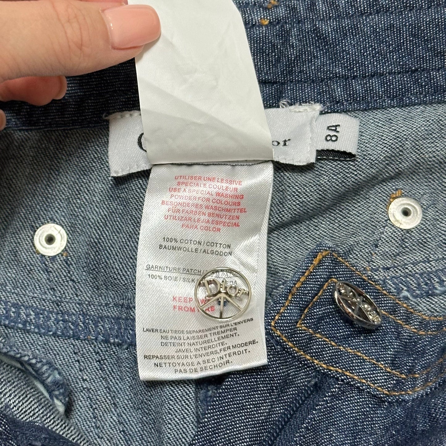 CHRISTIAN DIOR Kids Spring Summer 2005 Floral Swarovski Straight Leg Denim Pants