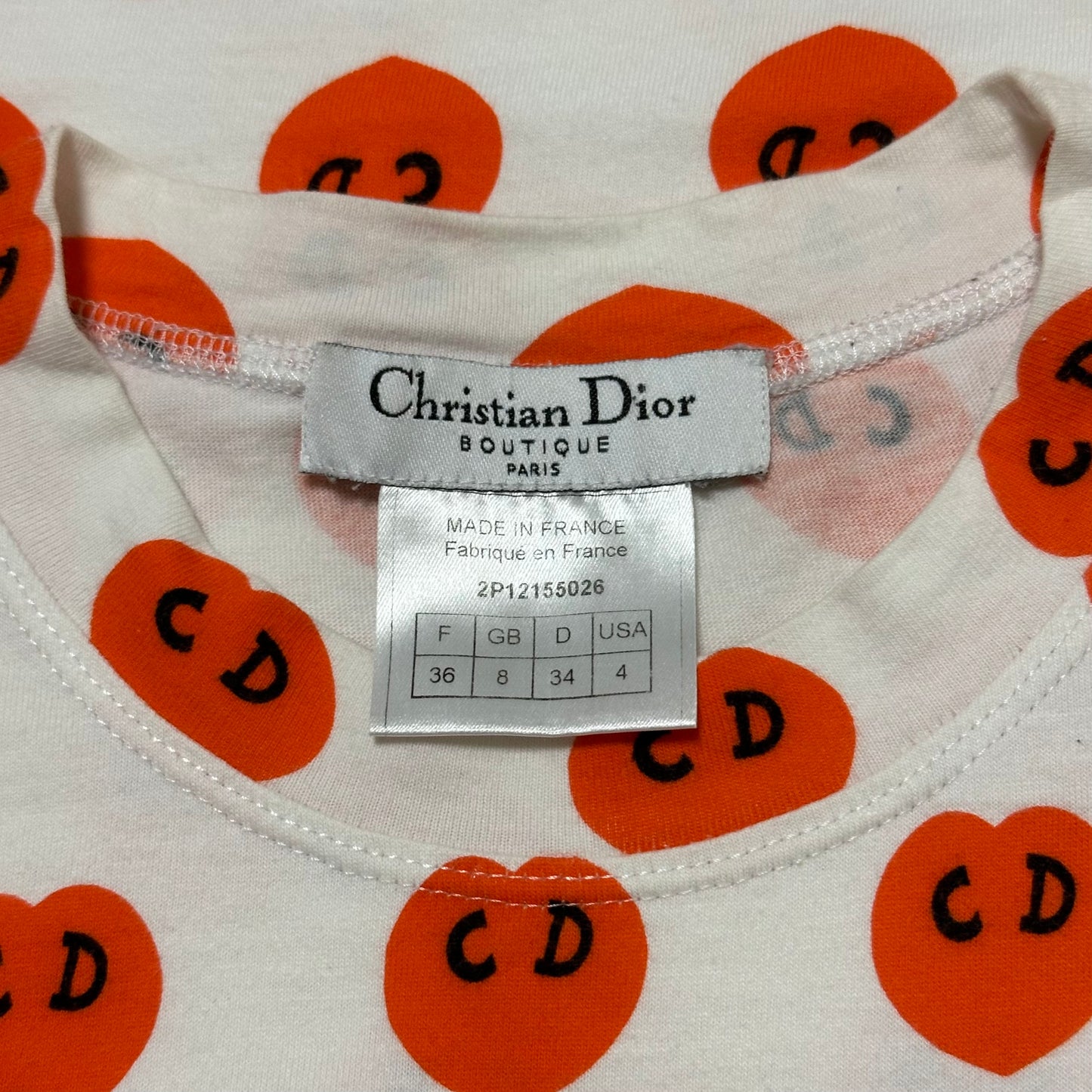 CHRISTIAN DIOR Spring Summer 2002 CD Logo Heart Print T-Shirt