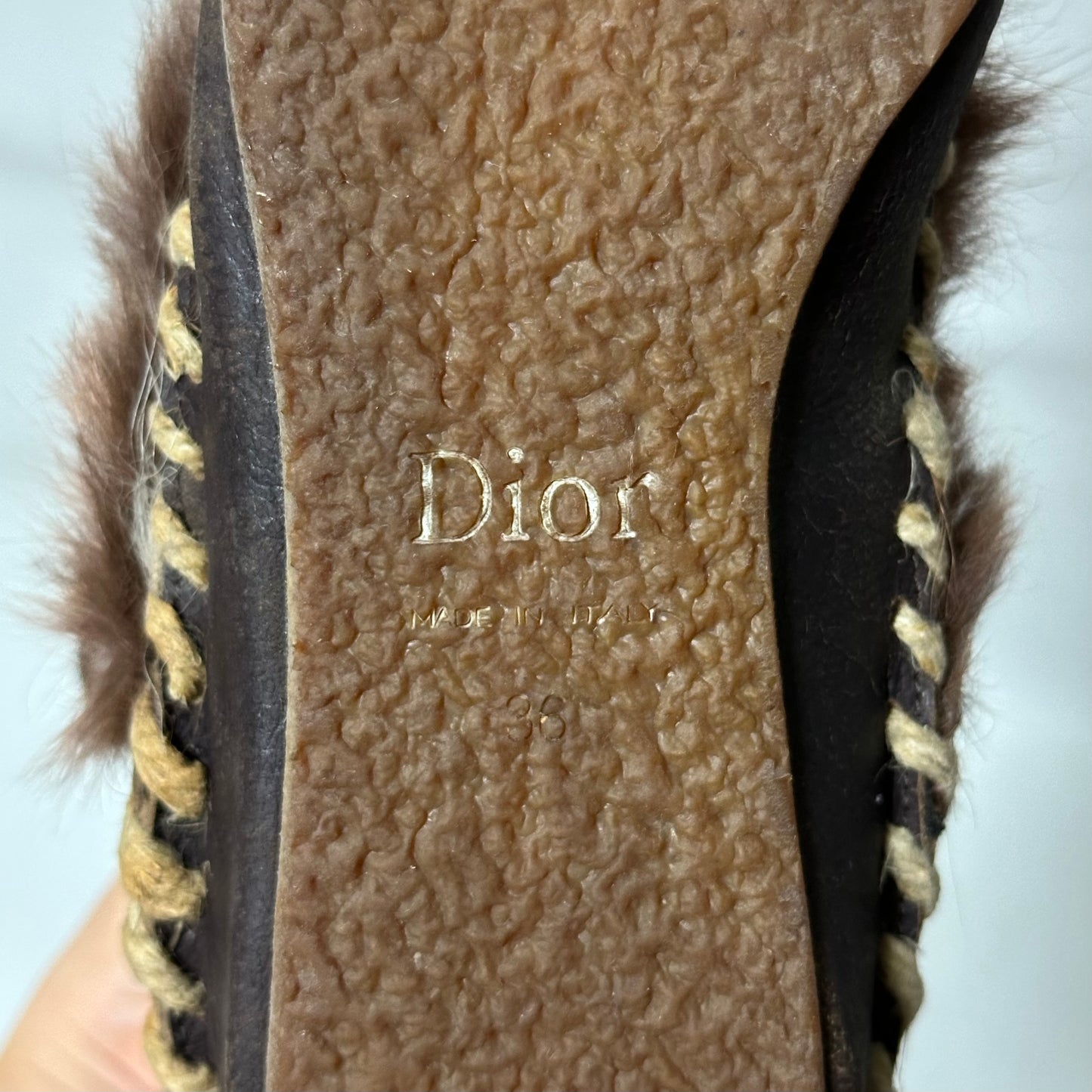 CHRISTIAN DIOR Fall Winter 2002 Fur Lace Up Ankle Boots