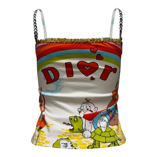 CHRISTIAN DIOR Spring Summer 2002 Rainbow Cartoon Print “DIOR” Camisole