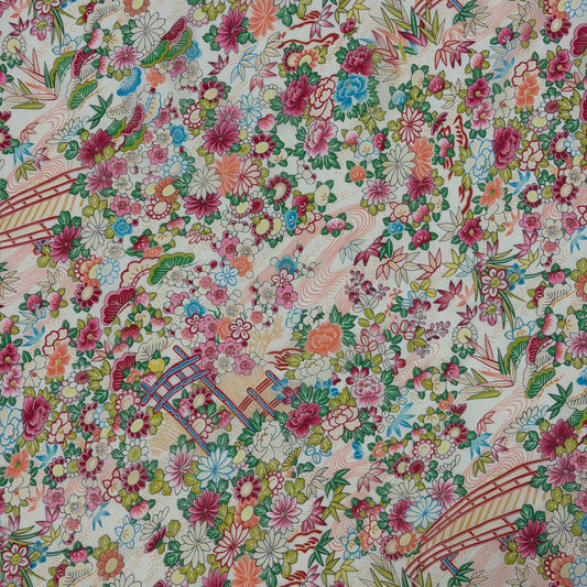 CHRISTIAN DIOR Spring Summer 2002 Japanese Floral Print Silk Chiffon Scarf