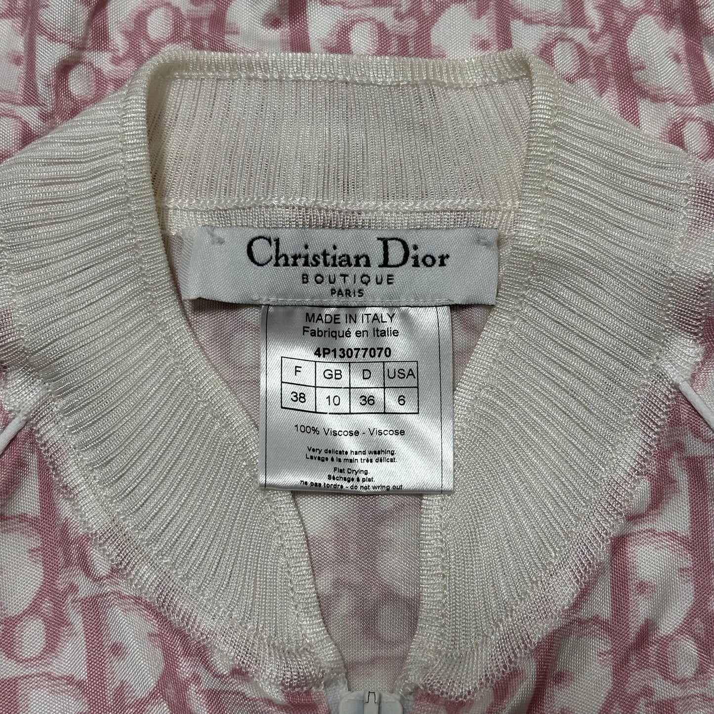 CHRISTIAN DIOR Spring Summer 2004 Trotter Print Swarovski No. 1 Flower Zip Up Jacket