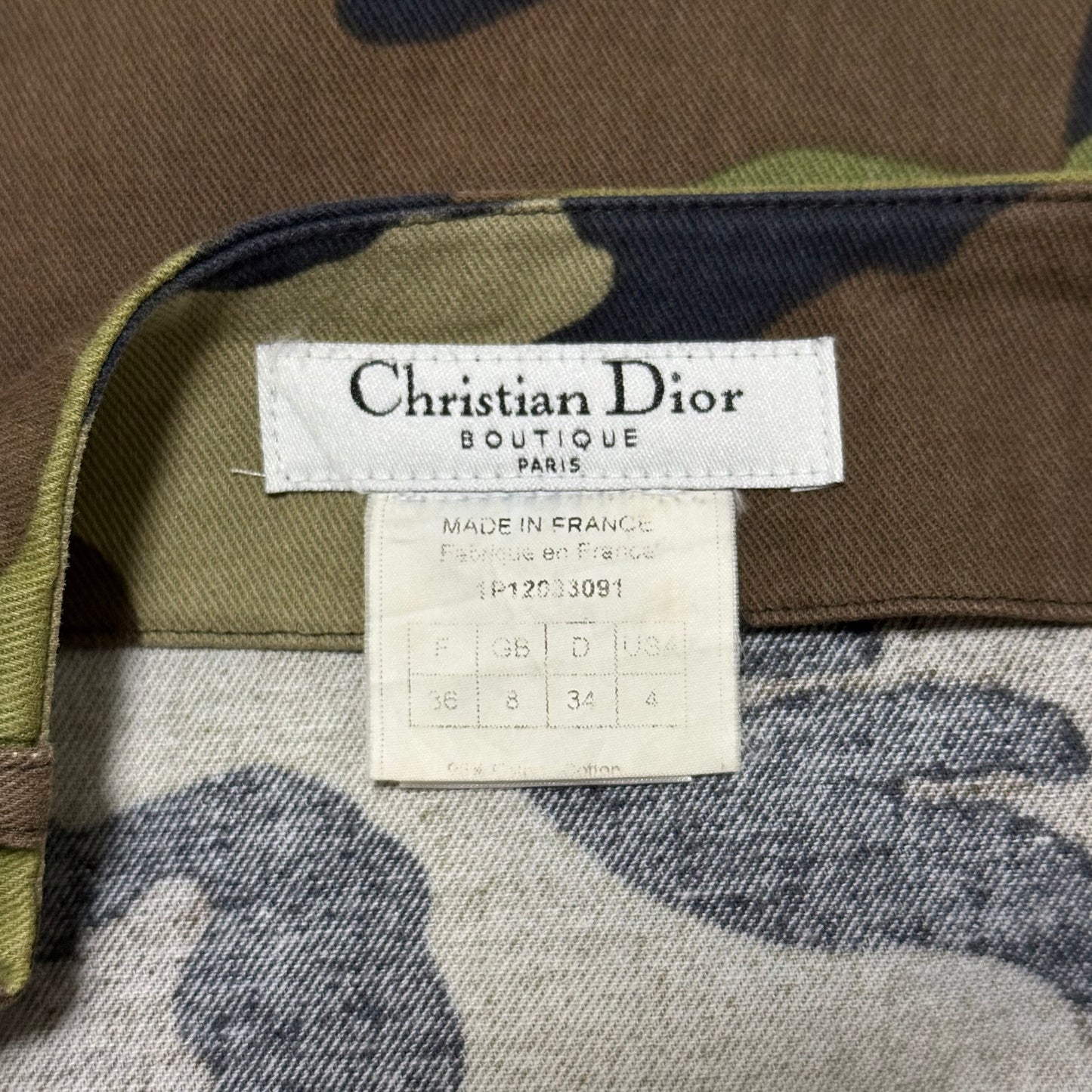 CHRISTIAN DIOR Spring Summer 2001 Camouflage Zip Up Maxi Skirt