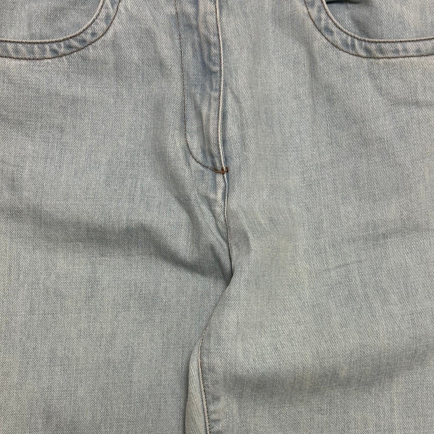 PRADA Spring Summer 2017 Ostrich Feather Trim Denim Pants