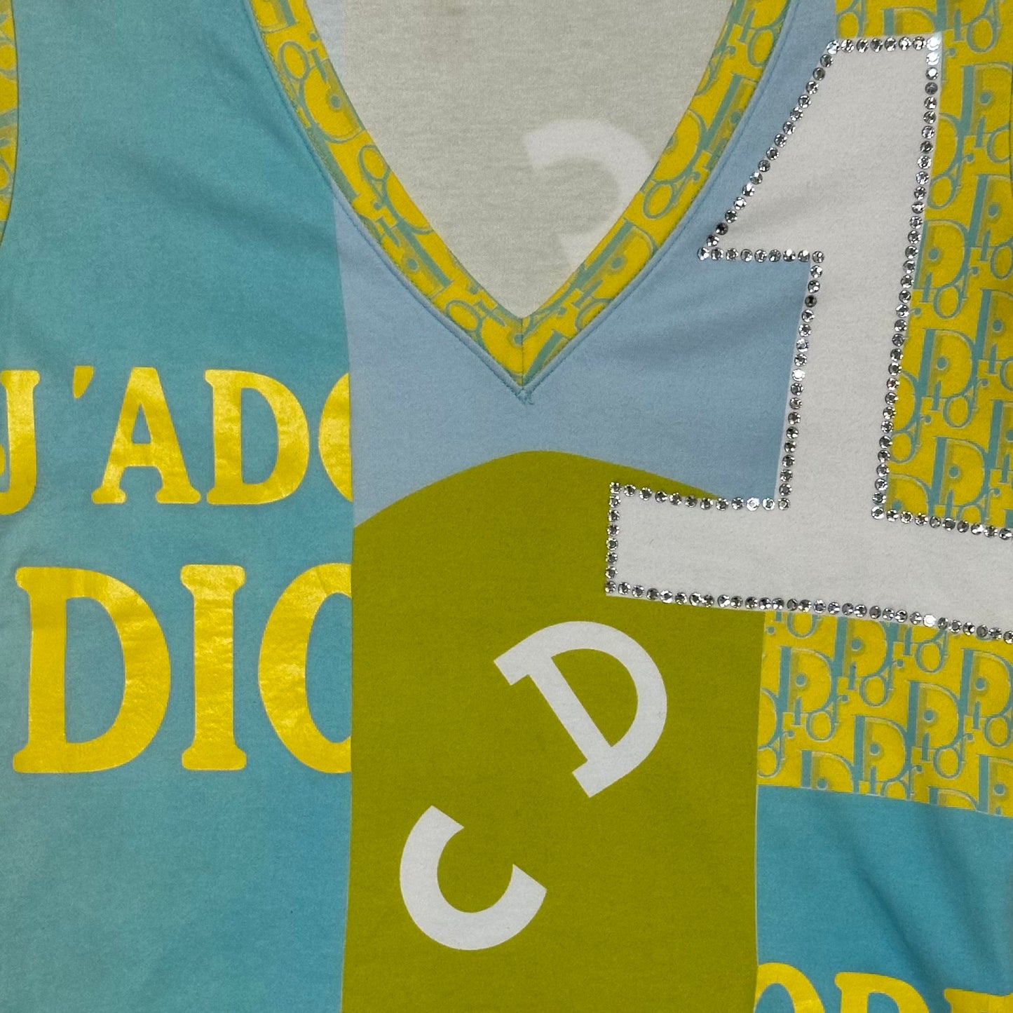 CHRISTIAN DIOR Spring Summer 2005 Trotter Patchwork Print Swarovski T-Shirt