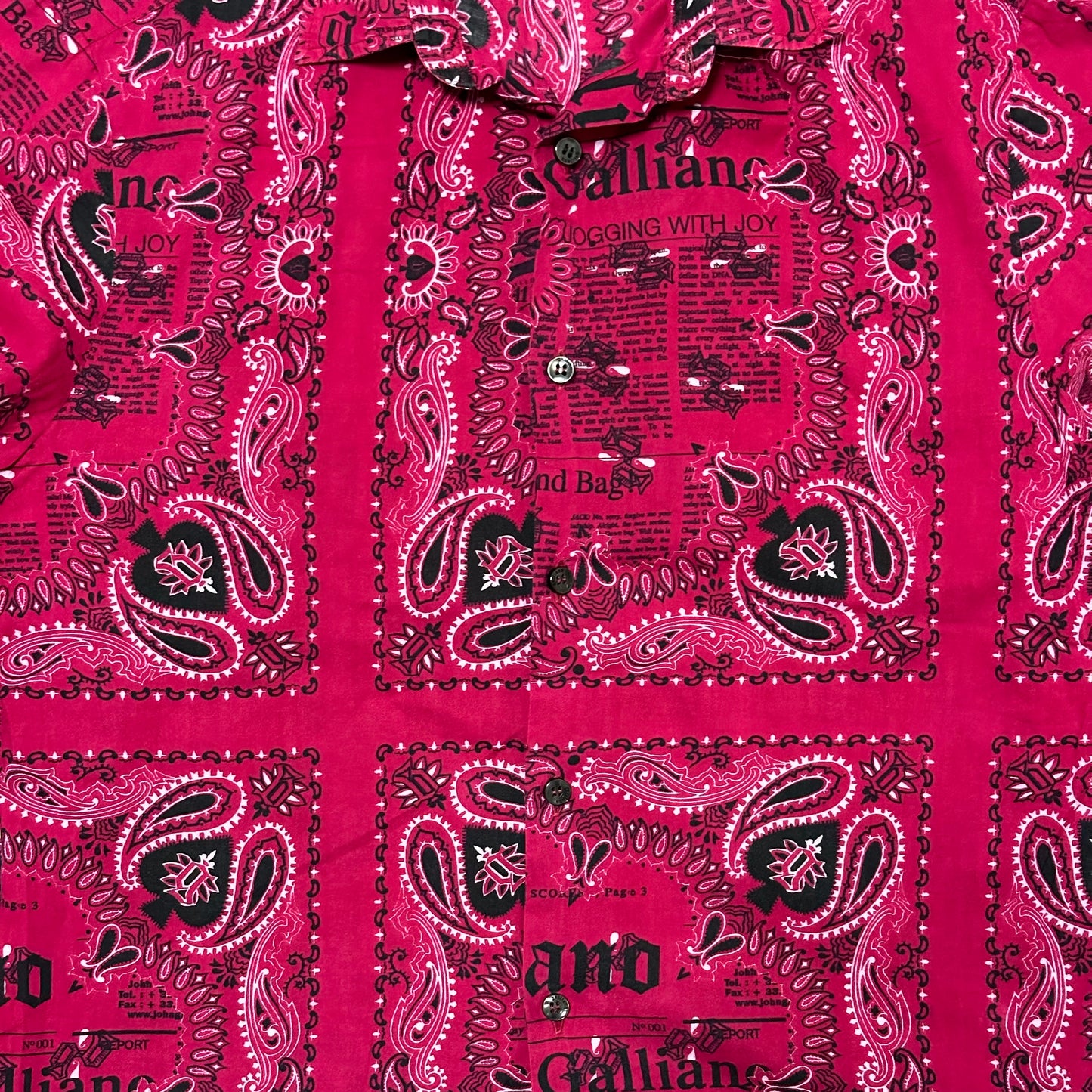 JOHN GALLIANO Newspaper Print Paisley Shirt