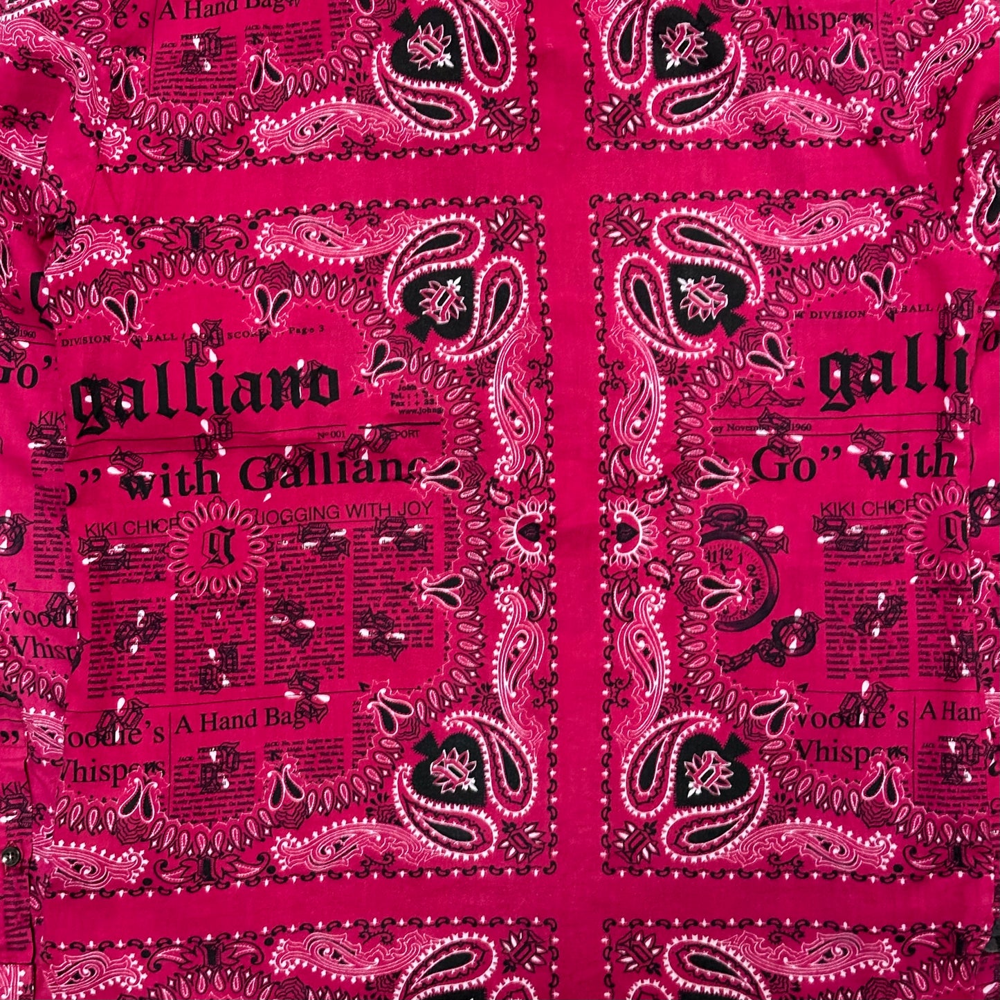 JOHN GALLIANO Newspaper Print Paisley Shirt