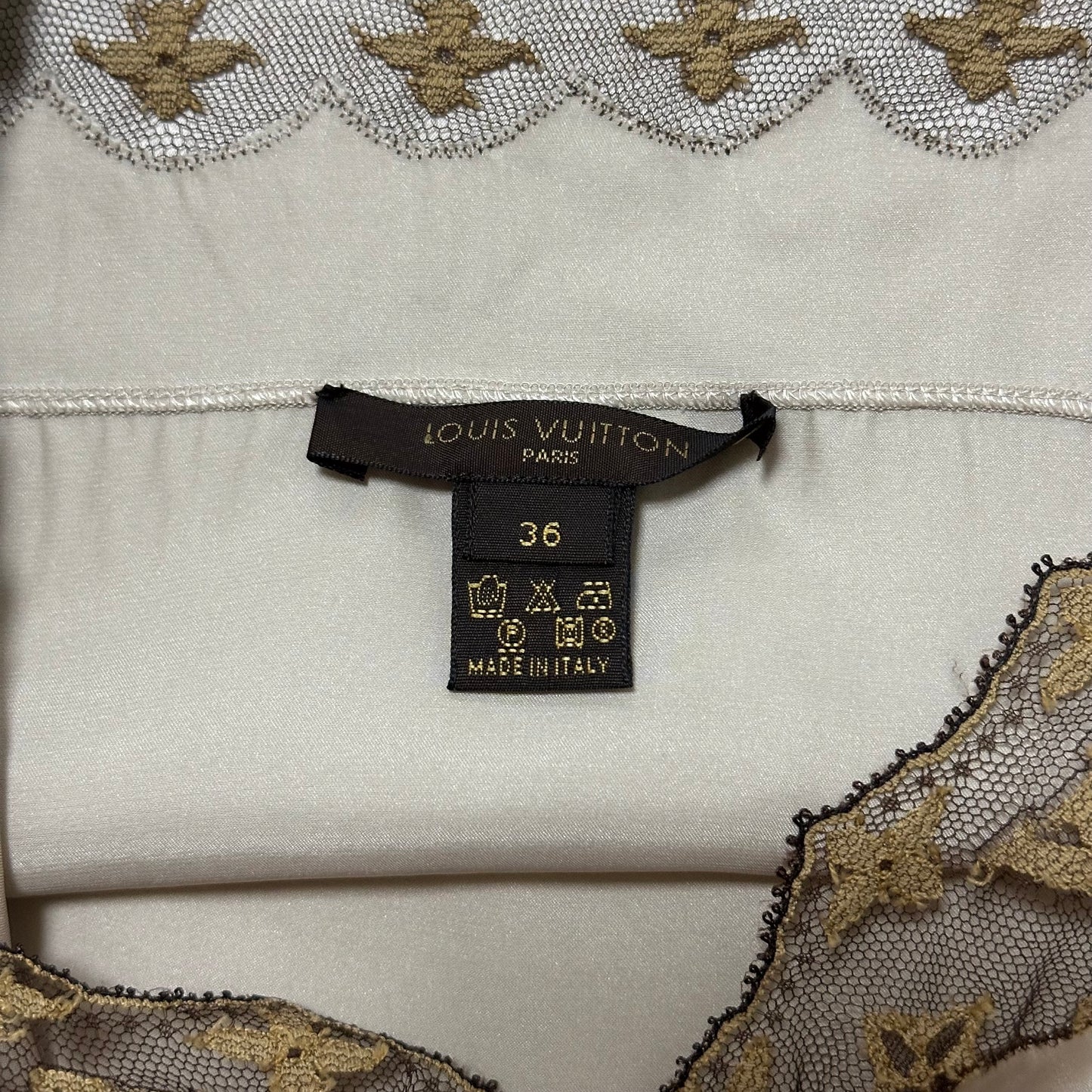 LOUIS VUITTON Silk Camisole with Monogram Lace Trim