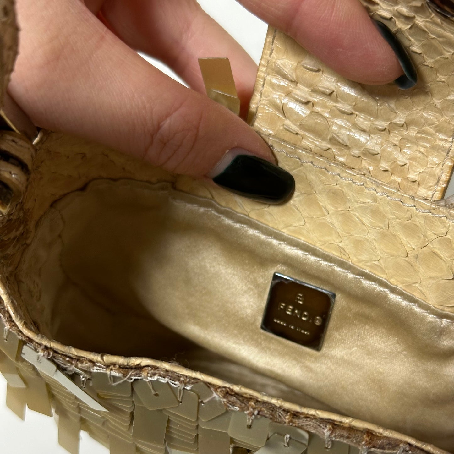 FENDI Sequin Python Mini Croissant Bag
