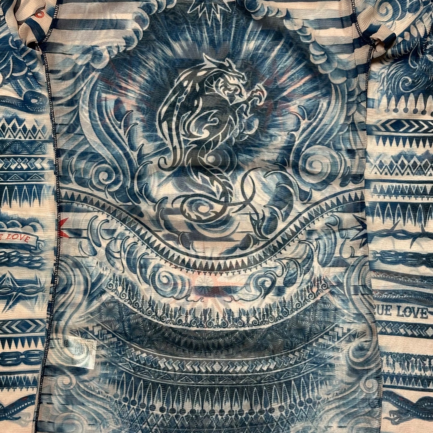 JEAN PAUL GAULTIER × LINDEX 2014 Tattoo Print Mesh Long Sleeve T-Shirt