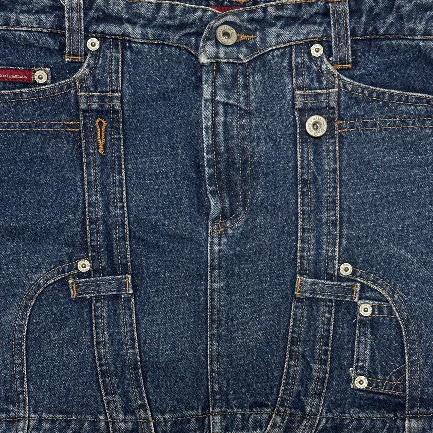 D&G Spring Summer 2004 Patchwork Denim Mini Skirt