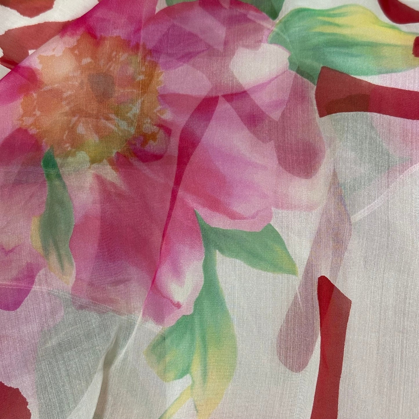 CHRISTIAN DIOR Fall Winter 2003 Koi Floral Print Silk Sheer Long Skirt