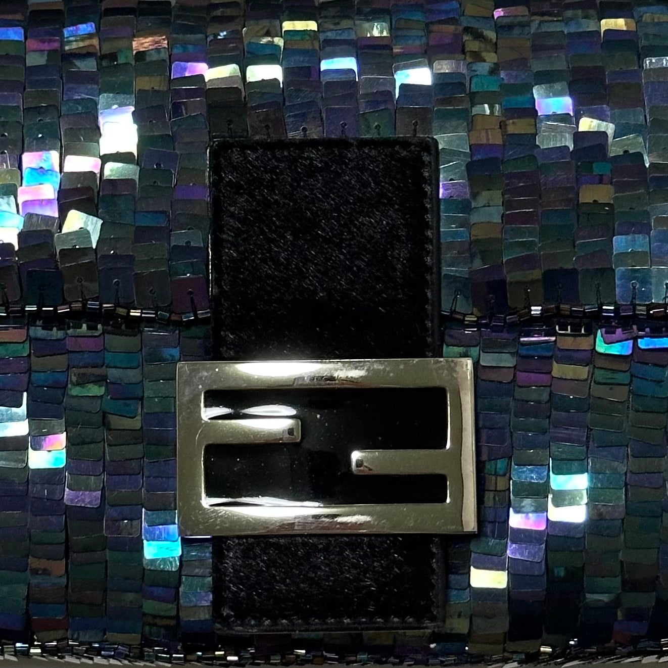 FENDI Fall Winter 1999 Sequins and Calf Hair Baguette Bag