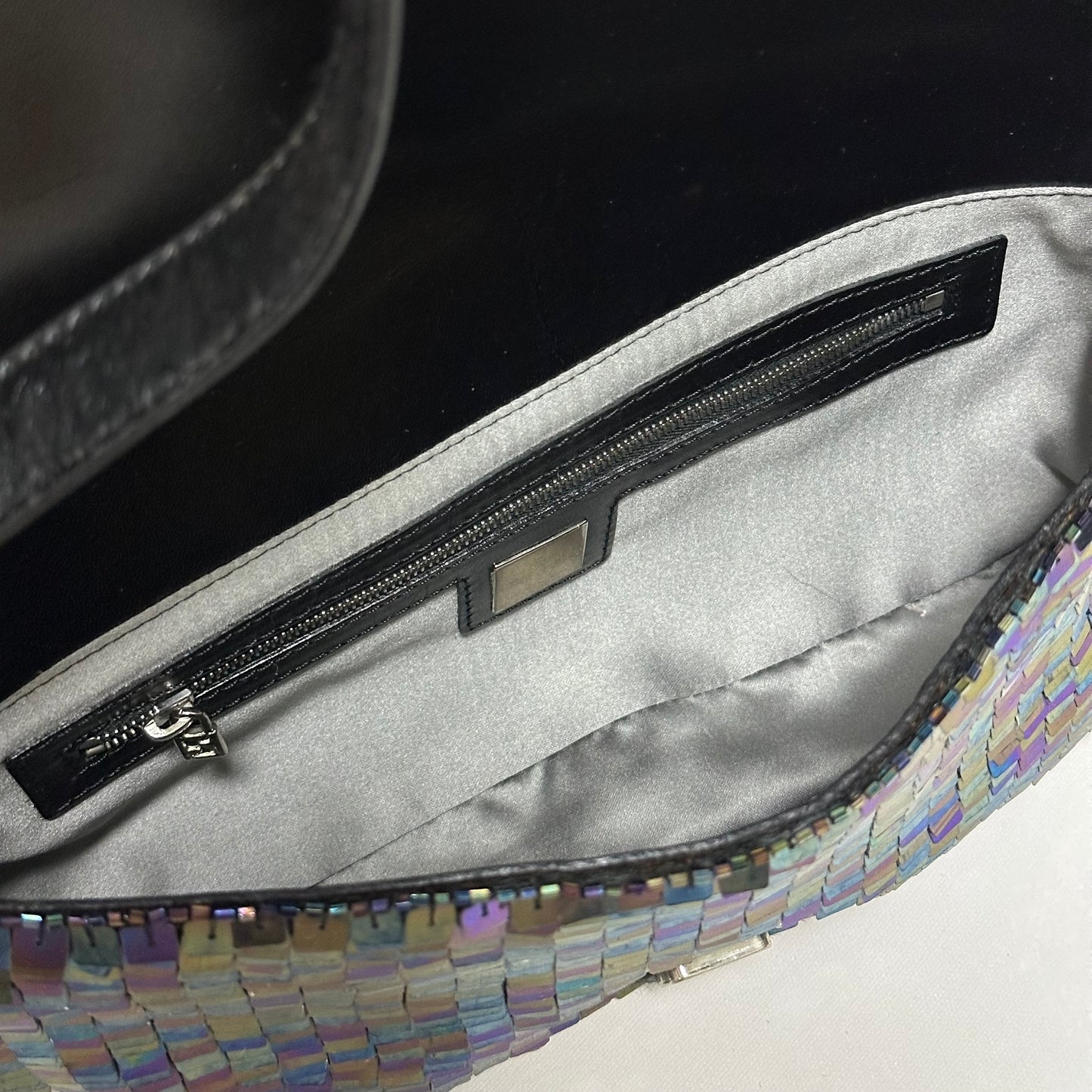 FENDI Fall Winter 1999 Sequins and Calf Hair Baguette Bag