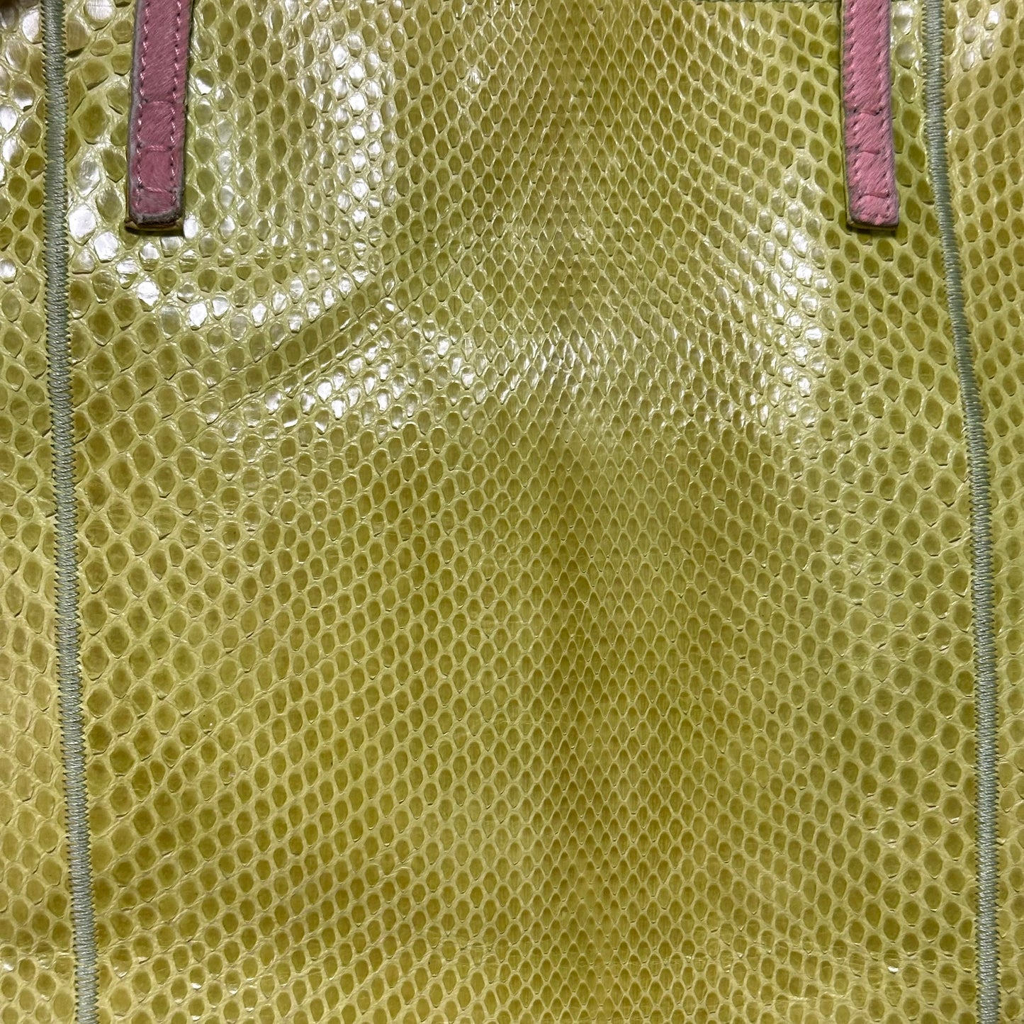 FENDI Spring Summer 1999 Python Unborn Calf Leather Handle Tote Bag