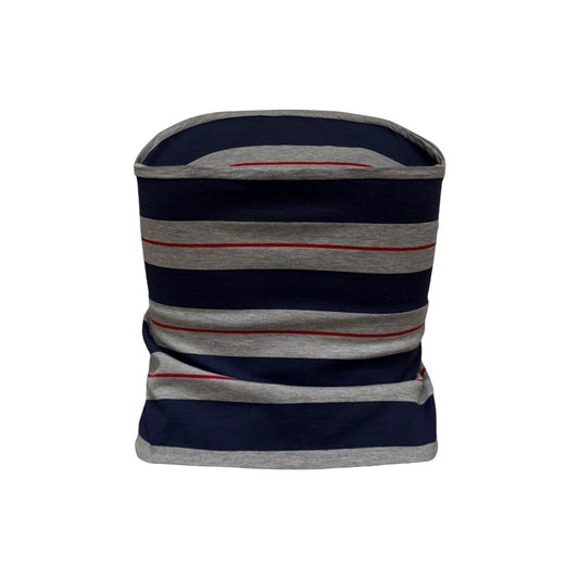 MIU MIU Fall 2025 Striped Logo-Patch Tube Top