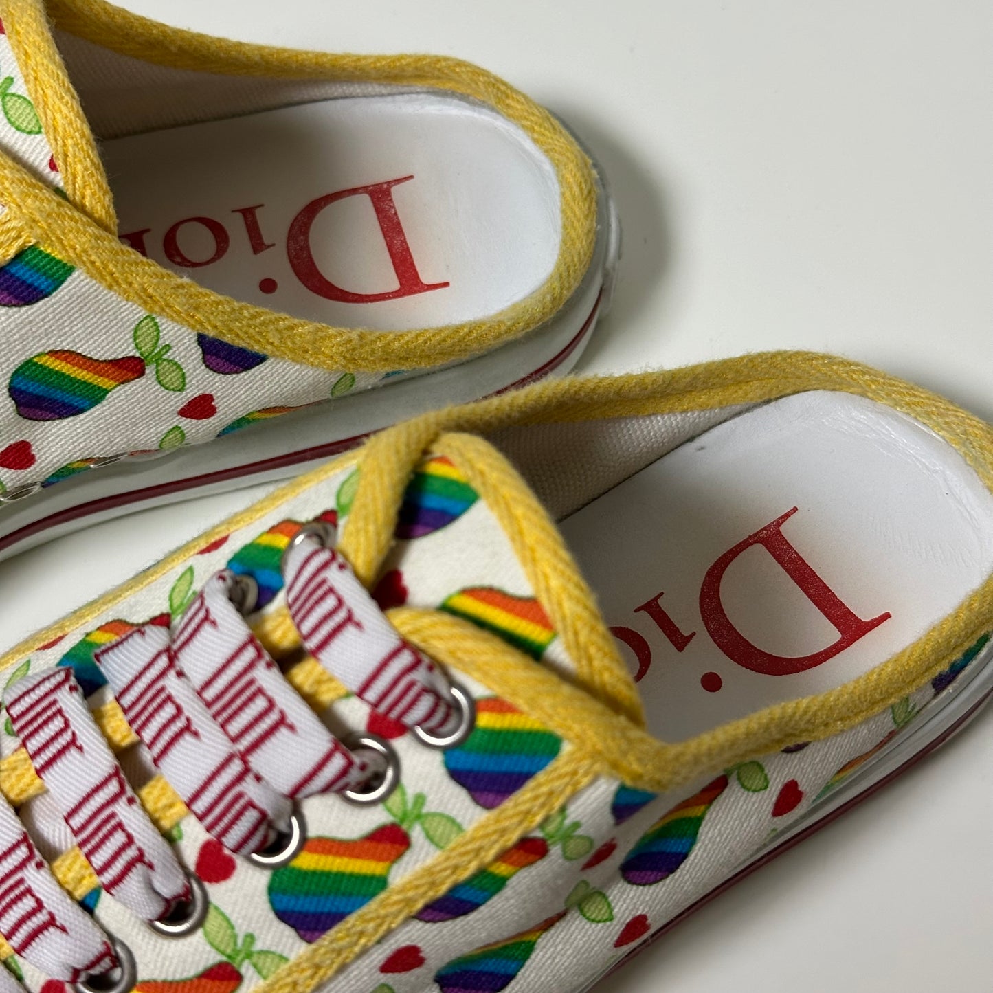 CHRISTIAN DIOR Spring Summer 2002 Pear Print Canvas Mule Sneakers