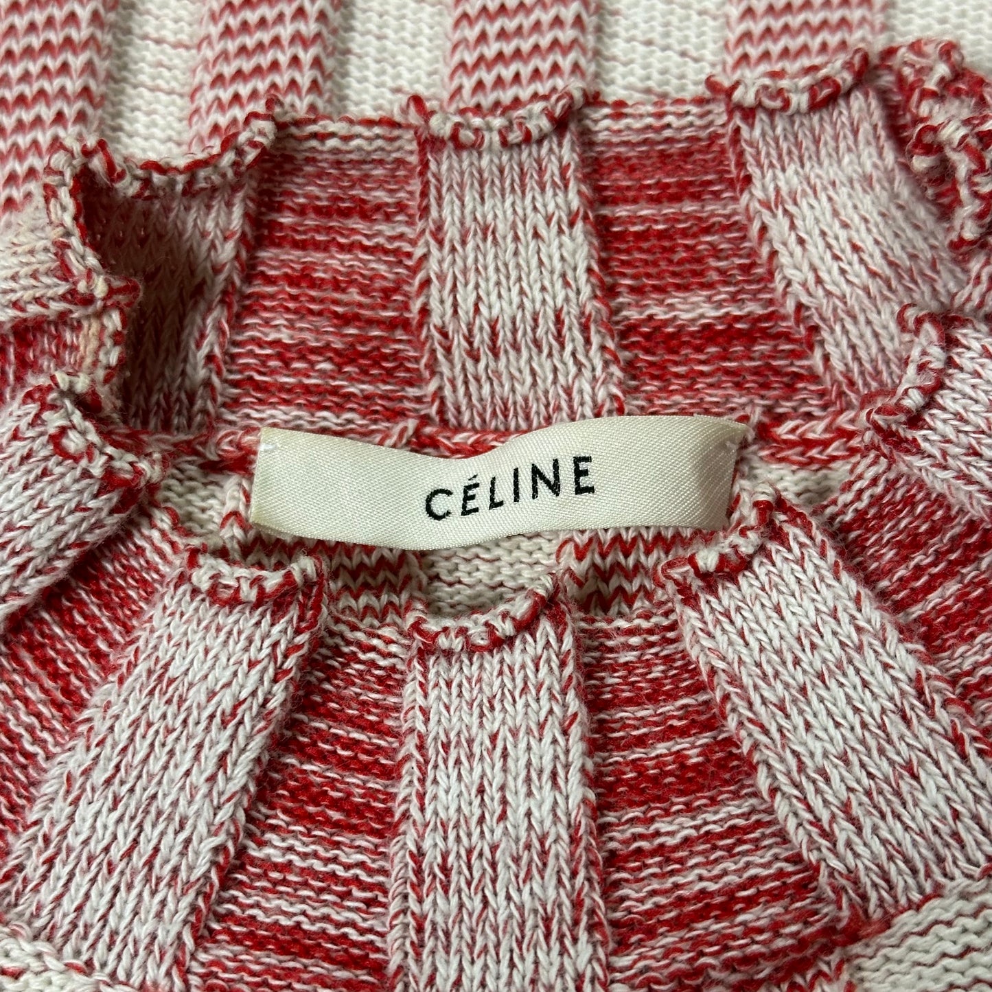 CELINE Striped Ribbed Knit Sweater