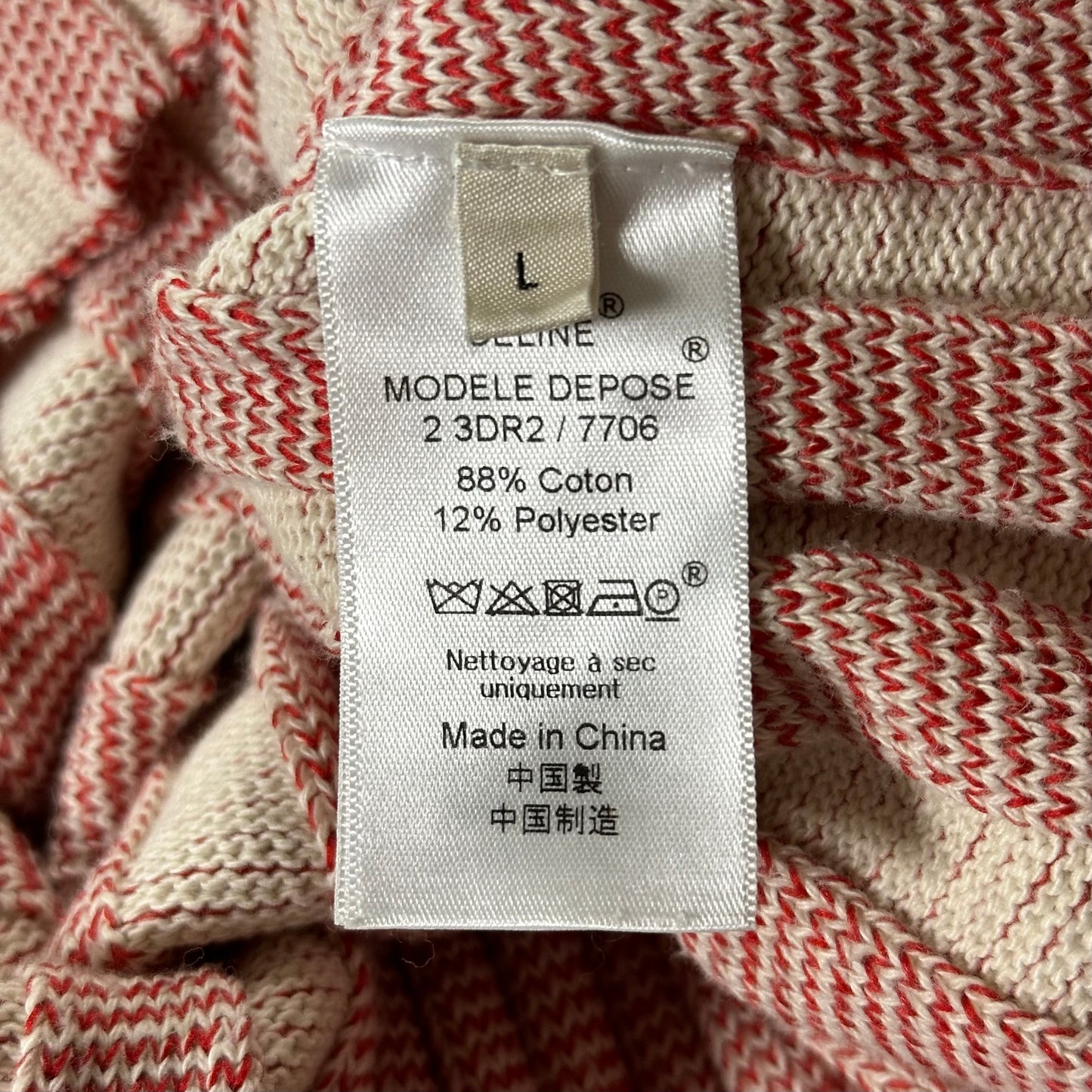 CELINE Striped Ribbed Knit Sweater