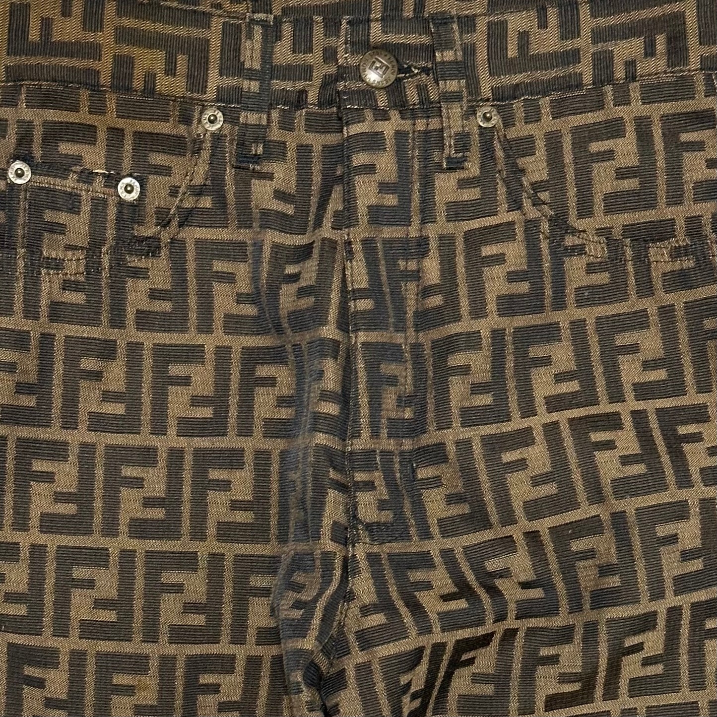 FENDI Vintage FF Zucca Monogram High Rise Straight Leg Pants