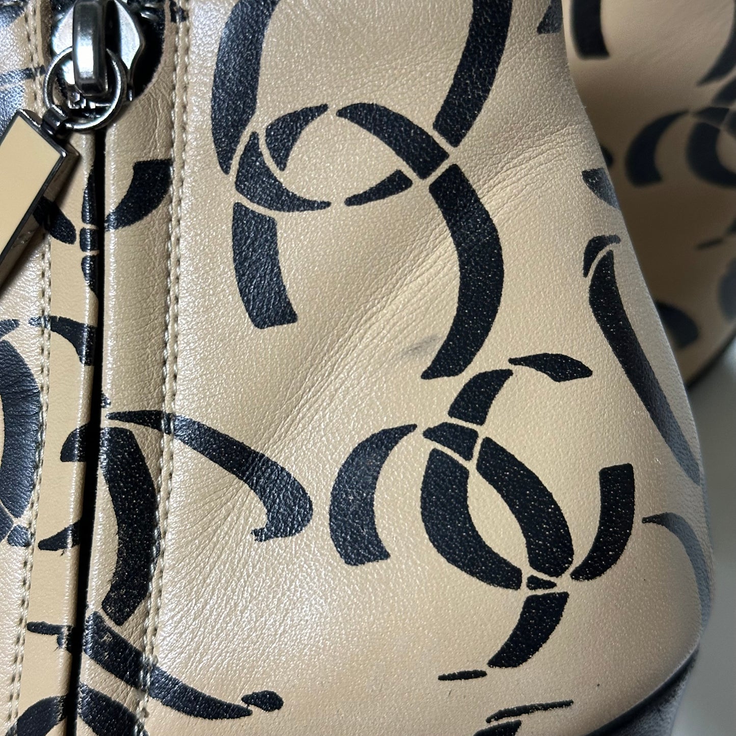 CHANEL Fall Winter 2000 Monogram CC Logo Pointed Toe Ankle Boots