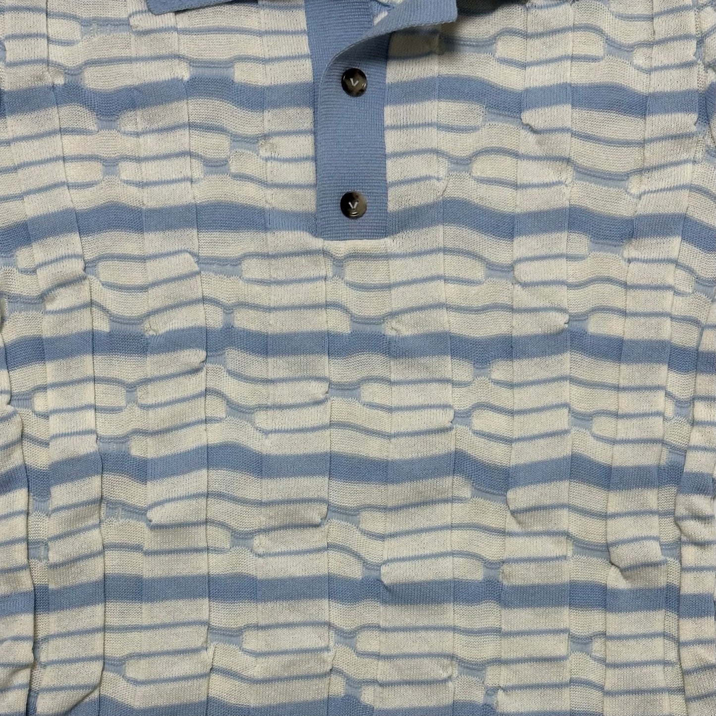 BOTTEGA VENETA Spring Summer 2023 Distorted Stripe Cotton Polo Shirt