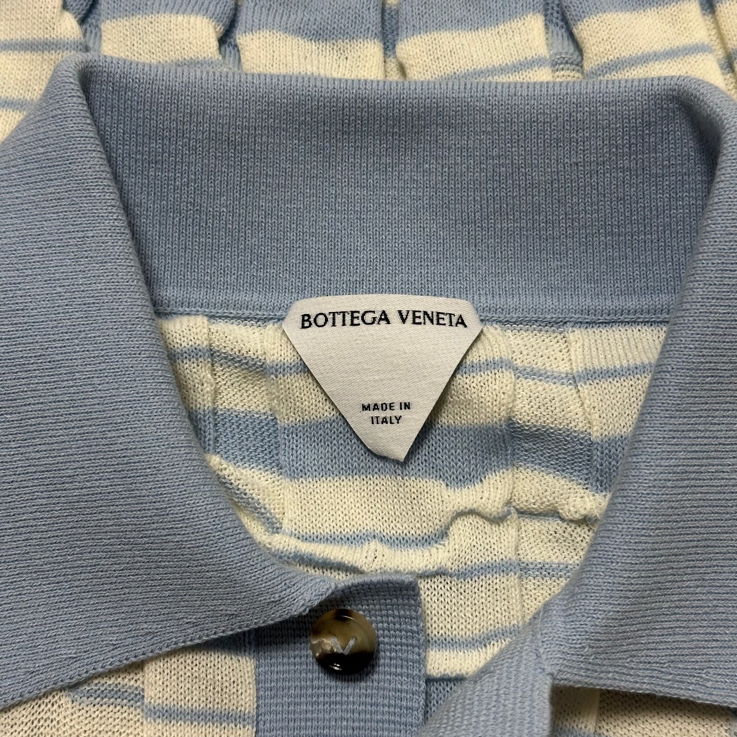 BOTTEGA VENETA Spring Summer 2023 Distorted Stripe Cotton Polo Shirt