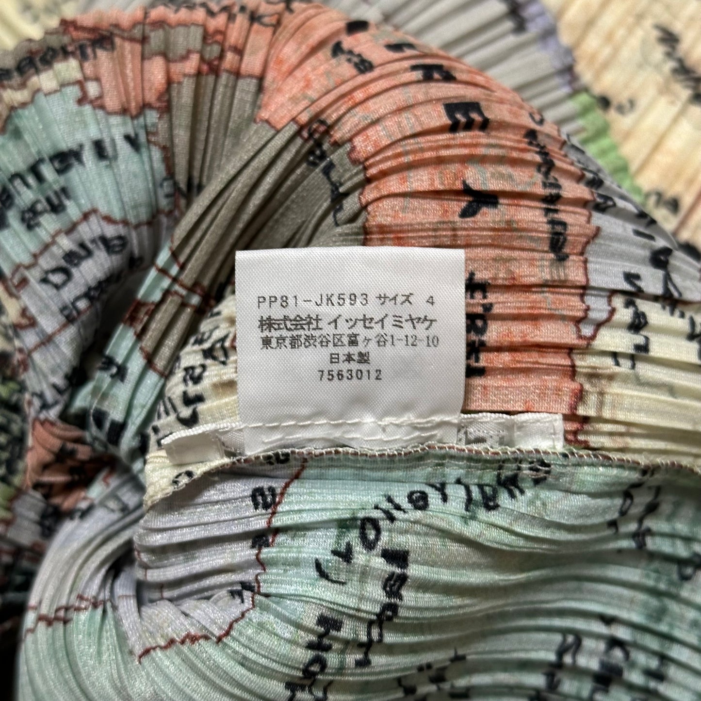 PLEATS PLEASE ISSEY MIYAKE World Map Print Three-Quarter Sleeve Top
