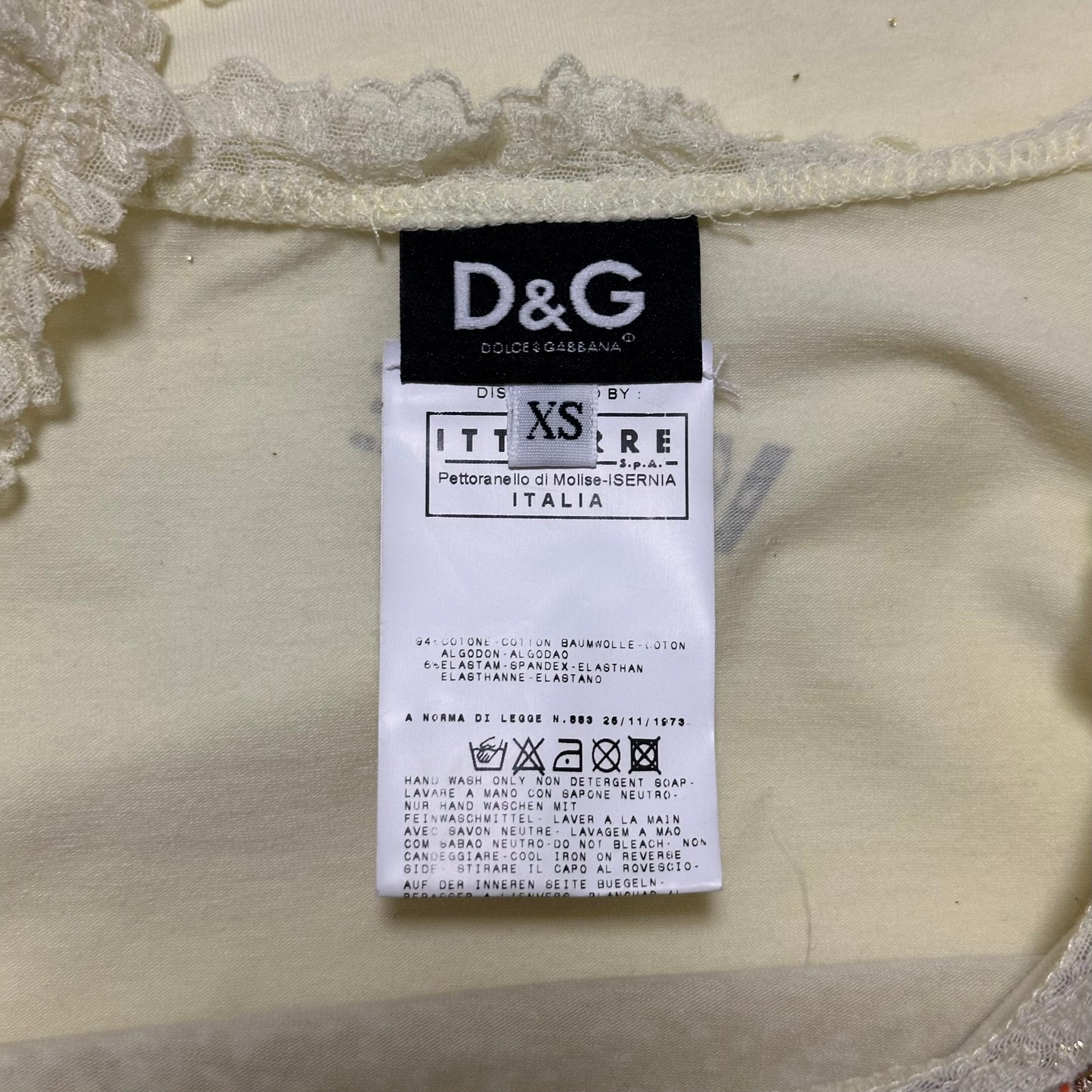 D&G Lace Trim Camisole with “B-NATURAL DO IT YOUR OWN WAY” Print