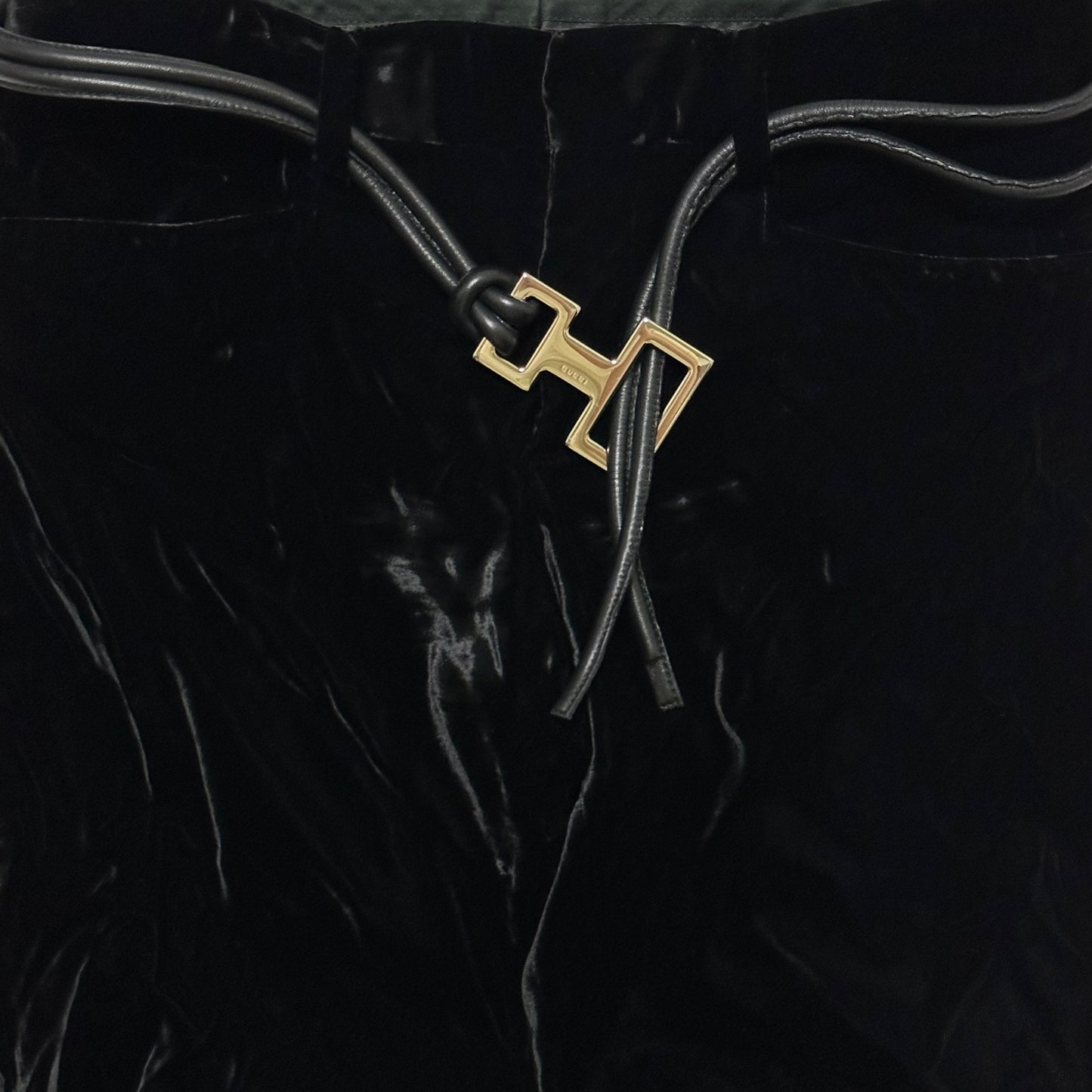 GUCCI Fall Winter 2004 Velvet Pants with Leather Rope Belt