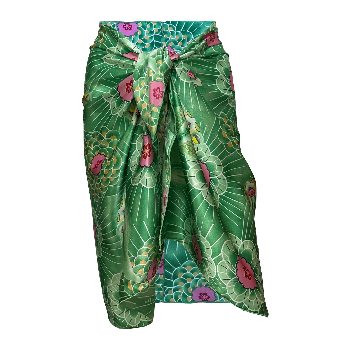 CHRISTIAN DIOR Fall Winter 2003 Koi Floral Print Silk Pareo