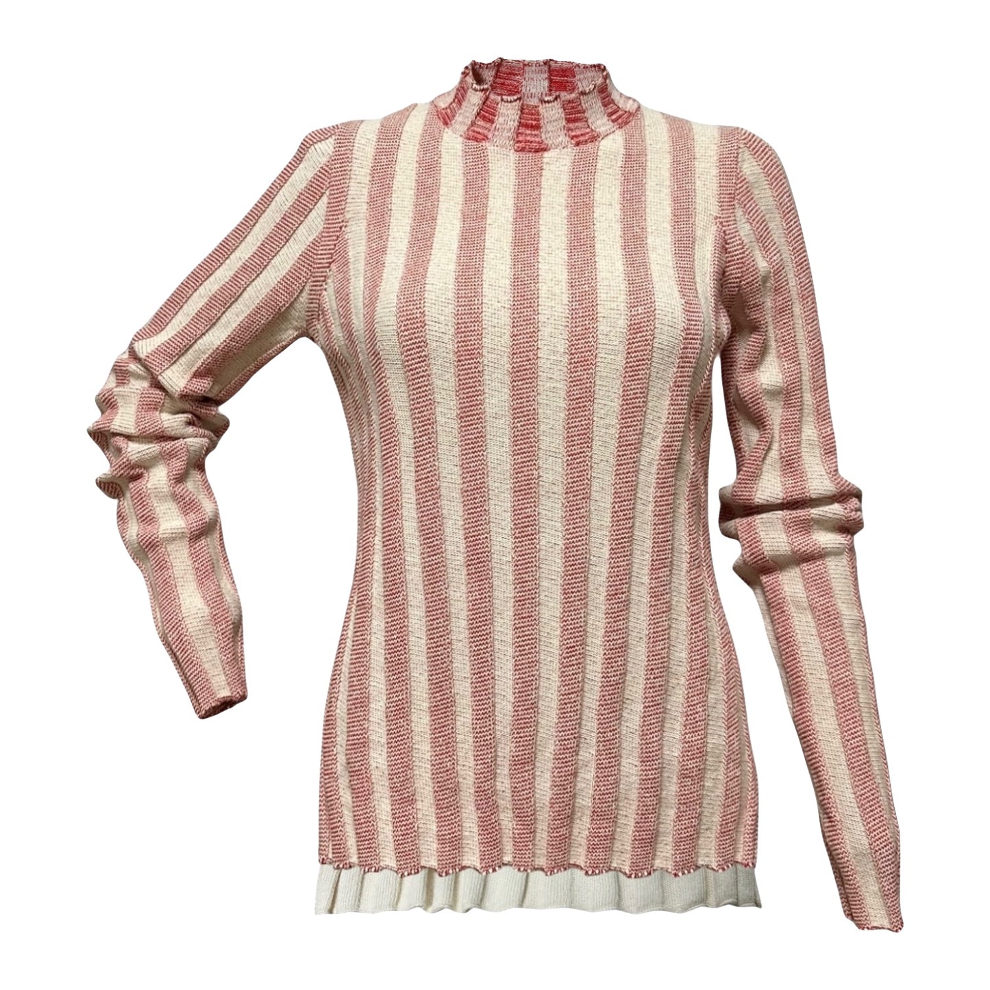CELINE Striped Ribbed Knit Sweater