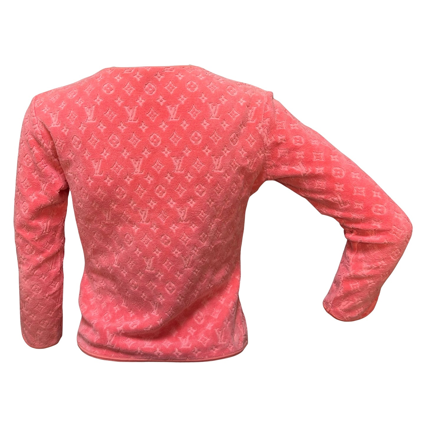 LOUIS VUITTON Terry Cloth Monogram Three-Quarter Sleeve Cardigan