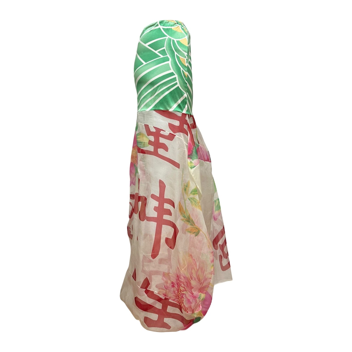 CHRISTIAN DIOR Fall Winter 2003 Koi Floral Print Silk Sheer Long Skirt