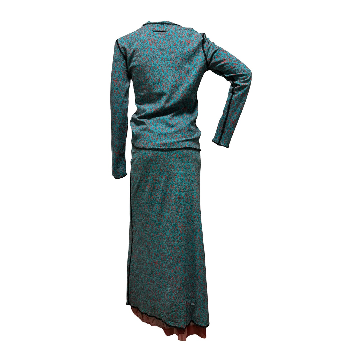 JEAN PAUL GAULTIER Long Sleeve T-Shirt and High Waisted Maxi Skirt Set Up
